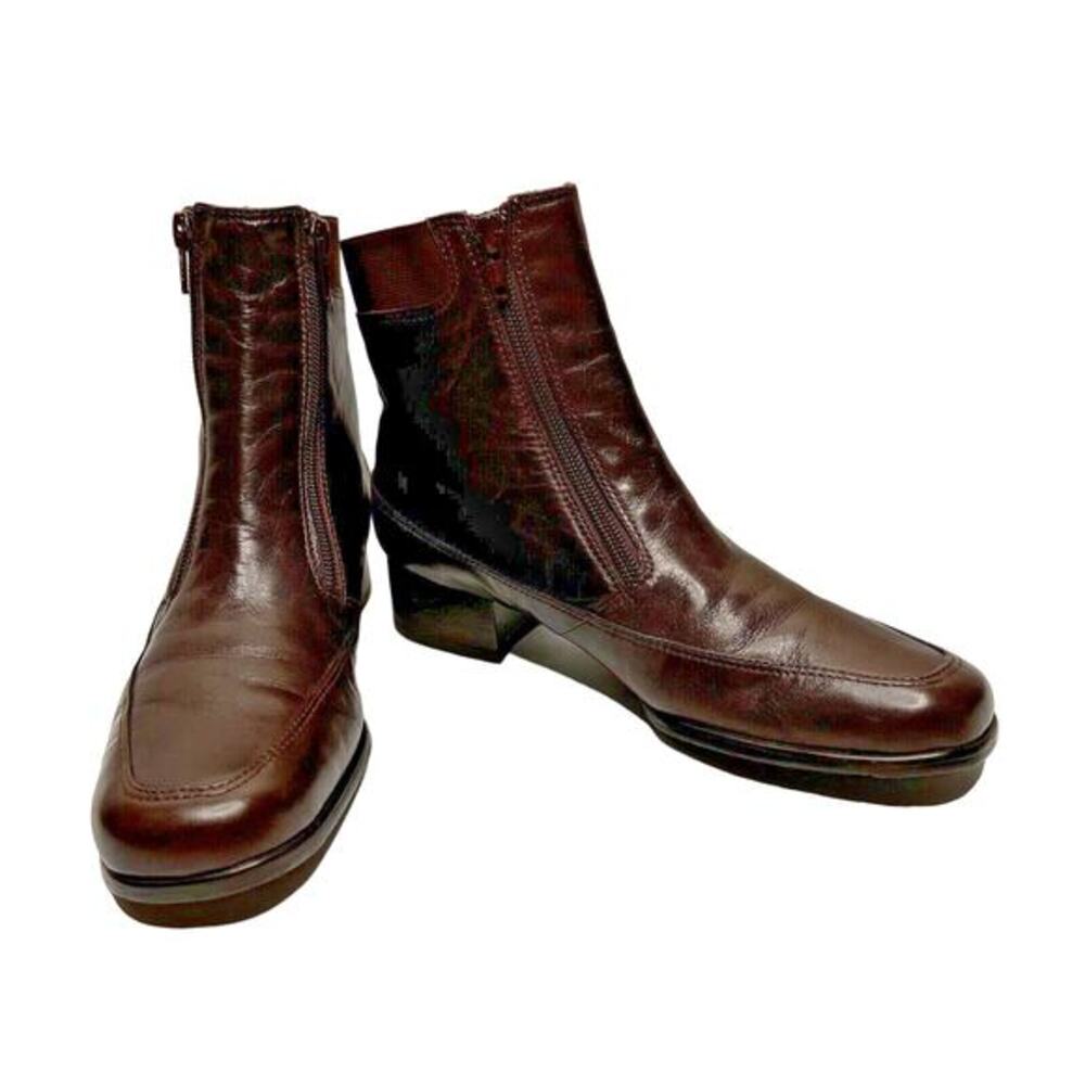 Ros Hammerson Womens Boots 7N Ankle Height Brown Leather Zip Butter Soft Booties